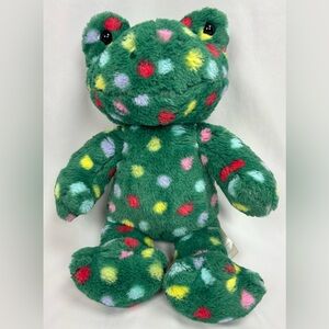 Build A Bear BAB Green Jolly Jumps Holiday Dots Frog Plus Stuffed Animal 16”